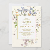  Spring Wildflower Meadow Gold Chic Wedding Kaart (Voorkant)