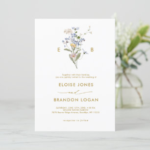 Spring Wildflower Meadow Gold Wedding Kaart