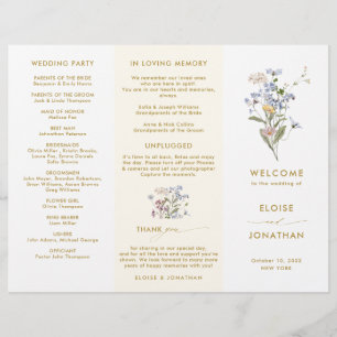 Spring Wildflower Meadow Gold Wedding Programma