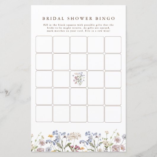 Spring Wildflower Meadow Vrijgezellenfeest Bingo (Voorkant)
