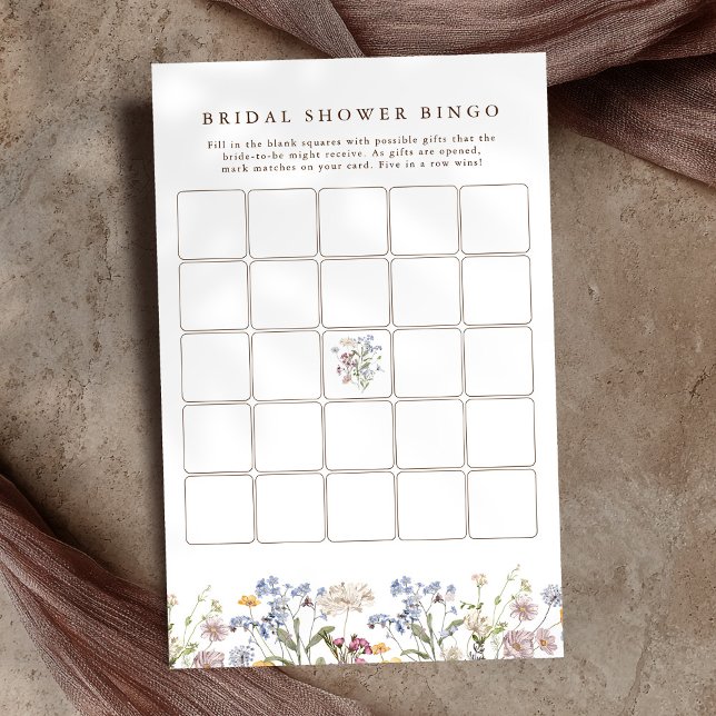 Spring Wildflower Meadow Vrijgezellenfeest Bingo (Spring Wildflower Meadow Bridal Shower Bingo game)