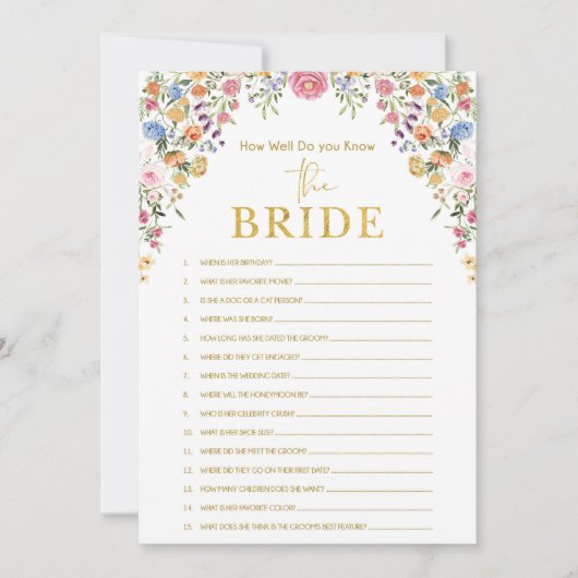 Spring Wildflower Meadow Vrijgezellenfeest Game Ka Kaart (Voorkant)