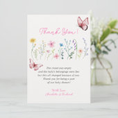 Spring Wildflower Meisje Baby shower Dank u Kaart (Staand voorkant)
