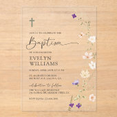 Spring Wildflower Meisje Bloemdoop Acryl Uitnodigingen (Voorkant)