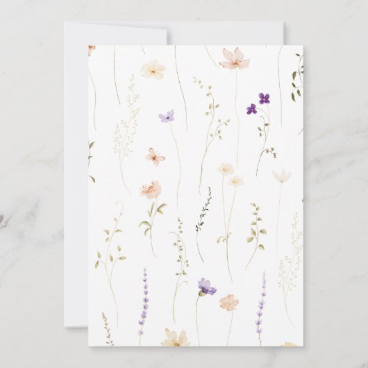 Spring Wildflower Meisje Doop en Doop Kaart (Achterkant)