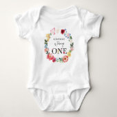 Spring Wildflower Meisje Eerste Verjaardagsfeest Romper (Voorkant)