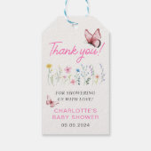 Spring Wildflower Meisje Roze Baby shower Cadeaulabel (Achterkant)