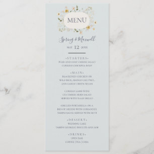 Spring Wildflower Menu Light Blue Weddenrennen