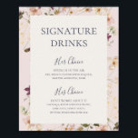 Spring Wildflower | Onderteken voor Drink van ondu Poster<br><div class="desc">Deze voorjaarsbloem | drink-bord met een zwarte handtekening is perfect voor je trouwe boho bruiloft. Het ontwerp is voorzien van kleurrijke, elegante, minimalistische waterverf wilde bloemen. Het doet de kijker denken aan een klassieke eenvoudige bohemische zomertuinweide. Een hoogtepunt van het ontwerp is hoe de bloem en de groen minimaal en...</div>