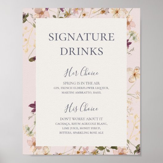 Spring Wildflower | Onderteken voor Drink van ondu Poster (Voorkant)