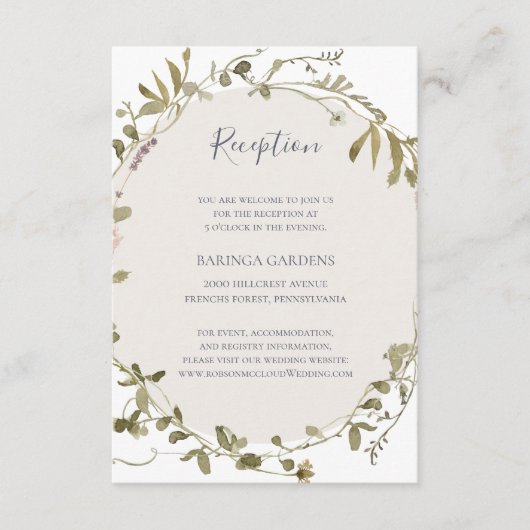 Spring Wildflower | Ontvangkaart voor witte bruilo Informatiekaartje (Voorkant)