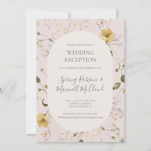 Spring Wildflower | Ontvangst van blush Weddenscha Kaart (Voorkant)