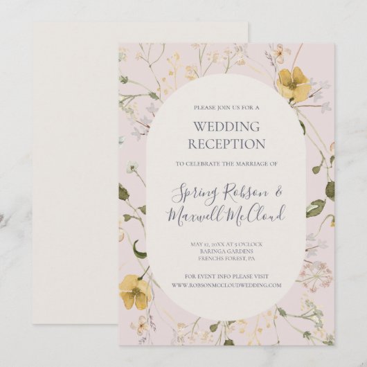 Spring Wildflower | Ontvangst van blush Weddenscha Kaart (Voorkant / Achterkant)