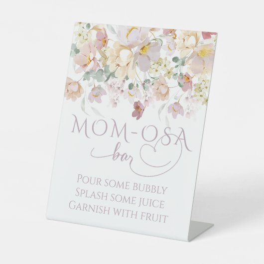 Spring Wildflower Paars Girl Baby shower bar Reclamebord Met Voetstuk (Voorkant)