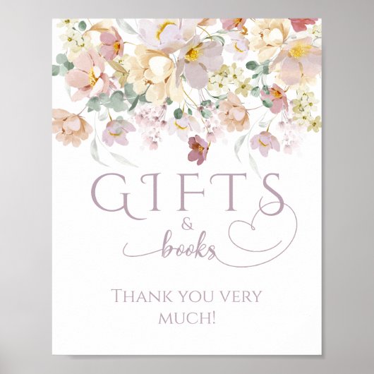 Spring Wildflower Paarse Meisje Baby shower cadeau Poster (Voorkant)