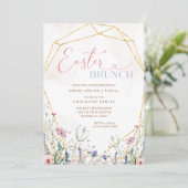Spring Wildflower Pasen Brunch Uitnodiging (Staand voorkant)
