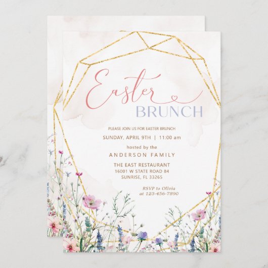Spring Wildflower Pasen Brunch Uitnodiging (Voorkant / Achterkant)
