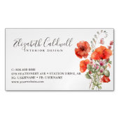 Spring Wildflower Poppy Floral gepersonaliseerd Magnetisch Visitekaartje (Voorkant)