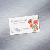 Spring Wildflower Poppy Floral gepersonaliseerd Magnetisch Visitekaartje (Voorbeeld)