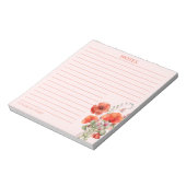 Spring Wildflower Poppy Floral gepersonaliseerd Notitieblok (Linkerzijde)