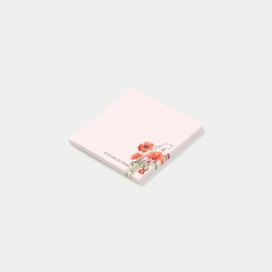 Spring Wildflower Poppy Floral gepersonaliseerd Post-it® Notes (Schuin)