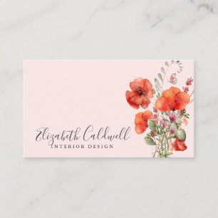 Spring Wildflower Poppy Floral gepersonaliseerd Visitekaartje