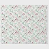 Spring Wildflower Print Blush & Soft Green Art Cadeaupapier (Vlak)