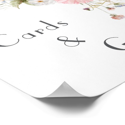 Spring Wildflower Roze Witte Trouwkaarten & Gesche Poster (Hoek)