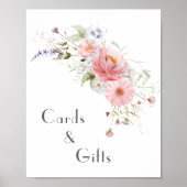 Spring Wildflower Roze Witte Trouwkaarten & Gesche Poster (Voorkant)