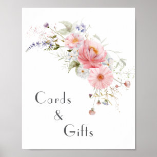 Spring Wildflower Roze Witte Trouwkaarten & Gesche Poster