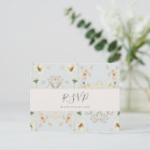 Spring Wildflower | RSVP-Briefkaart met blauwe men Briefkaart (Staand voorkant)