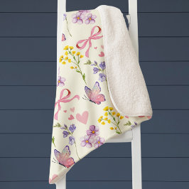 Spring Wildflower Sherpa Blanket Deken