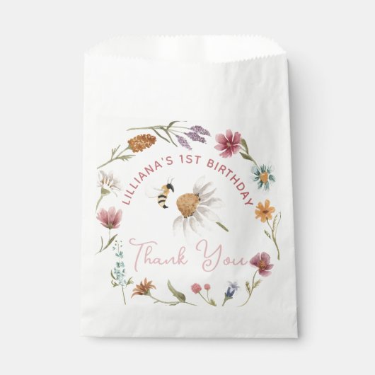 Spring Wildflower Verjaardag Dank u Bedankzakje (Voorkant)