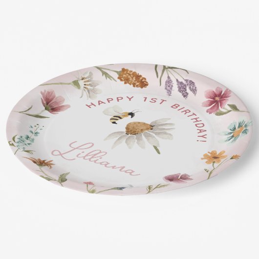 Spring Wildflower Verjaardagsfeest Papieren Bordje (Gekanteld)