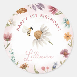 Spring Wildflower Verjaardagsfeest Ronde Sticker