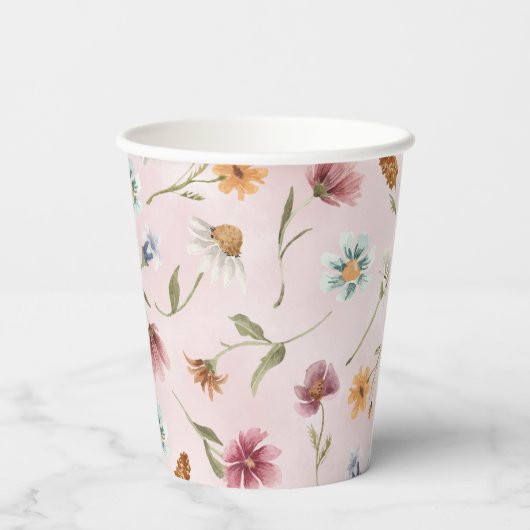 Spring Wildflower Verjaardagsfeestje Papier Cups Papieren Bekers (Achterkant)