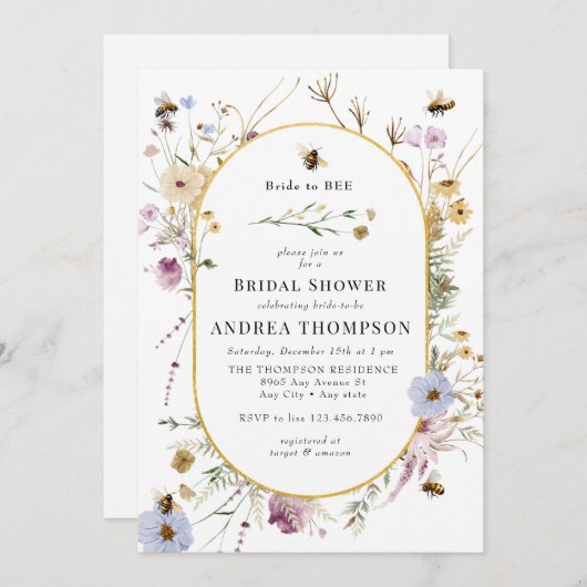 Spring Wildflower | Vrijgezellenfeest van bijen Kaart (Voorkant / Achterkant)