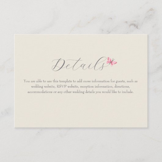 Spring Wildflower Wedding Details Behuizing Kaart (Voorkant)