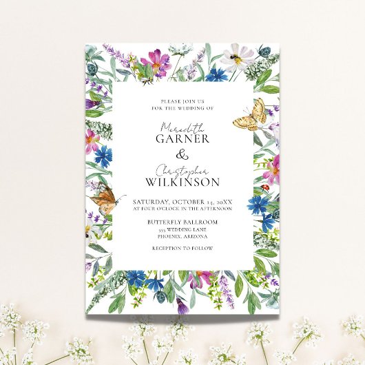 Spring Wildflower Wedding Kaart