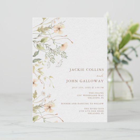 Spring Wildflower Wedding Kaart (Staand voorkant)