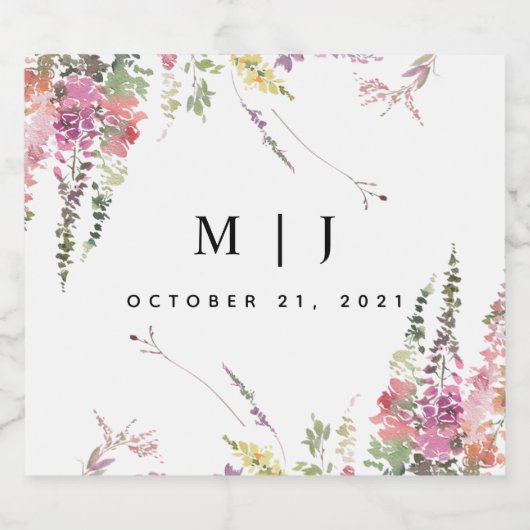 Spring Wildflower Wedding Likeurfles Etiket (Enkel label)