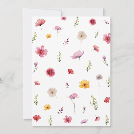 Spring Wildflower Wedding Menu Kaart (Achterkant)