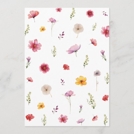 Spring Wildflower Wedding Menu Kaart (Achterkant)