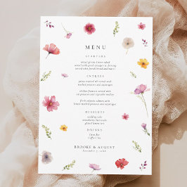 Spring Wildflower Wedding Menu Kaart