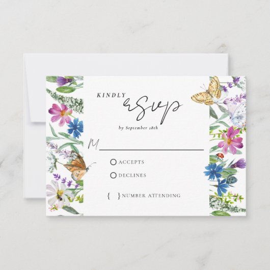 Spring Wildflower Wedding RSVP Kaartje (Voorkant)