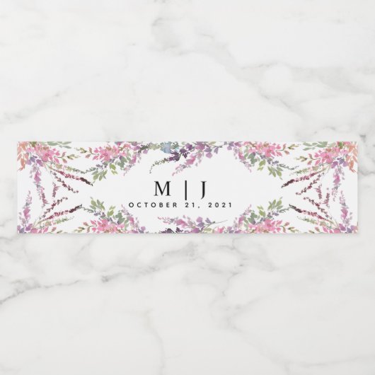 Spring Wildflower Wedding Waterfles Etiket (Enkel label)