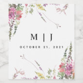 Spring Wildflower Wedding Wijn Etiket (Enkel label)