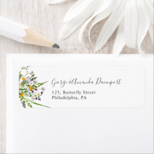 Spring Wildflower Weduwingadreslabel Etiket