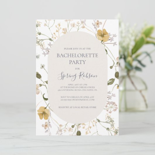 Spring Wildflower | White Bachelorette Party Kaart (Staand voorkant)