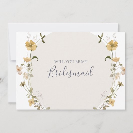 Spring Wildflower | White Bridesmaid proposal card Kaart (Voorkant)